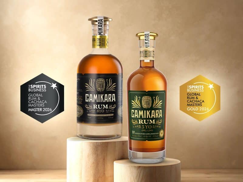Camikara Indian rum bottle with international awards
